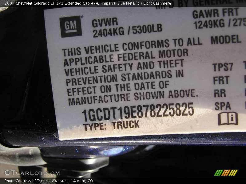Imperial Blue Metallic / Light Cashmere 2007 Chevrolet Colorado LT Z71 Extended Cab 4x4
