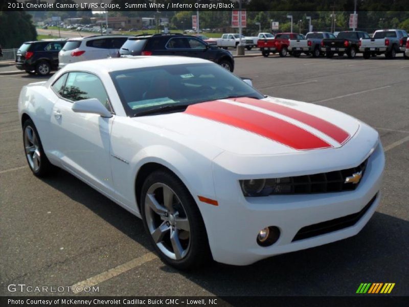 Summit White / Inferno Orange/Black 2011 Chevrolet Camaro LT/RS Coupe
