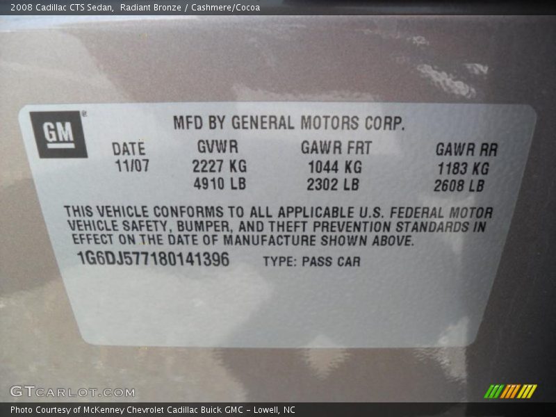 Radiant Bronze / Cashmere/Cocoa 2008 Cadillac CTS Sedan