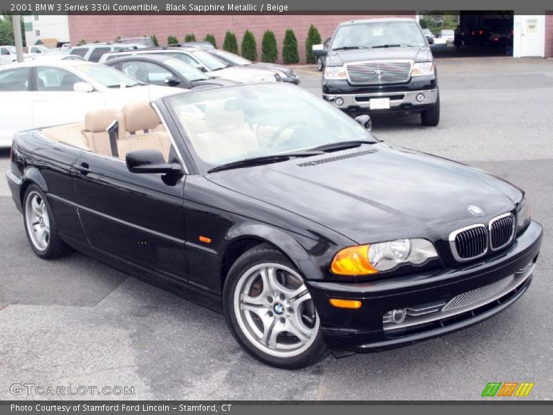 Black Sapphire Metallic / Beige 2001 BMW 3 Series 330i Convertible