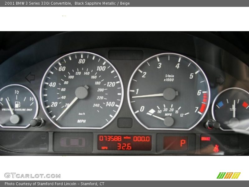 Black Sapphire Metallic / Beige 2001 BMW 3 Series 330i Convertible