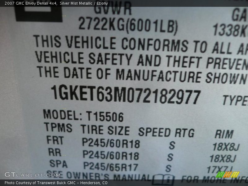 Silver Mist Metallic / Ebony 2007 GMC Envoy Denali 4x4
