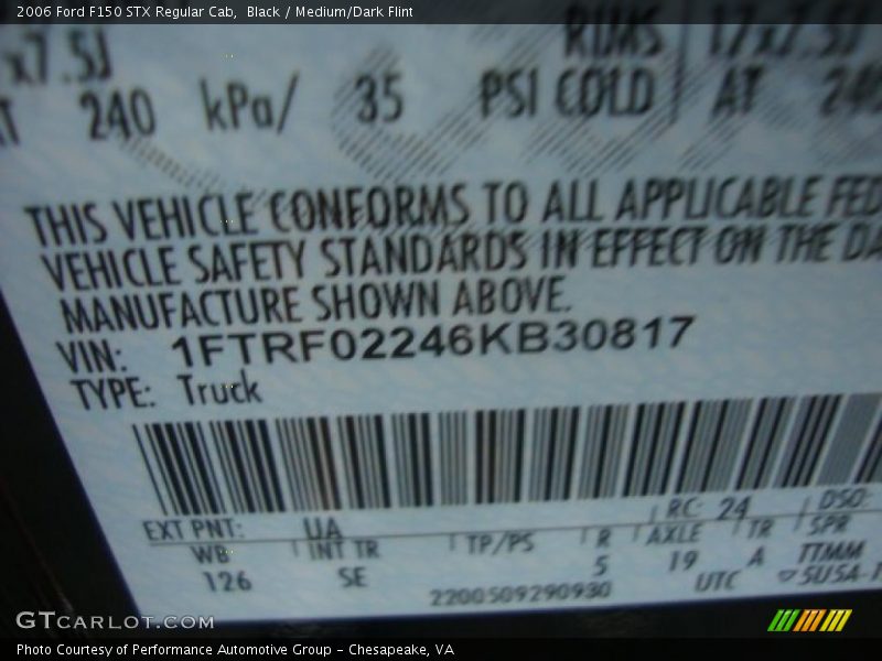 Black / Medium/Dark Flint 2006 Ford F150 STX Regular Cab