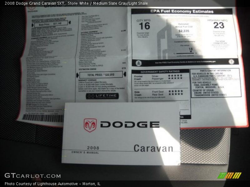 Stone White / Medium Slate Gray/Light Shale 2008 Dodge Grand Caravan SXT