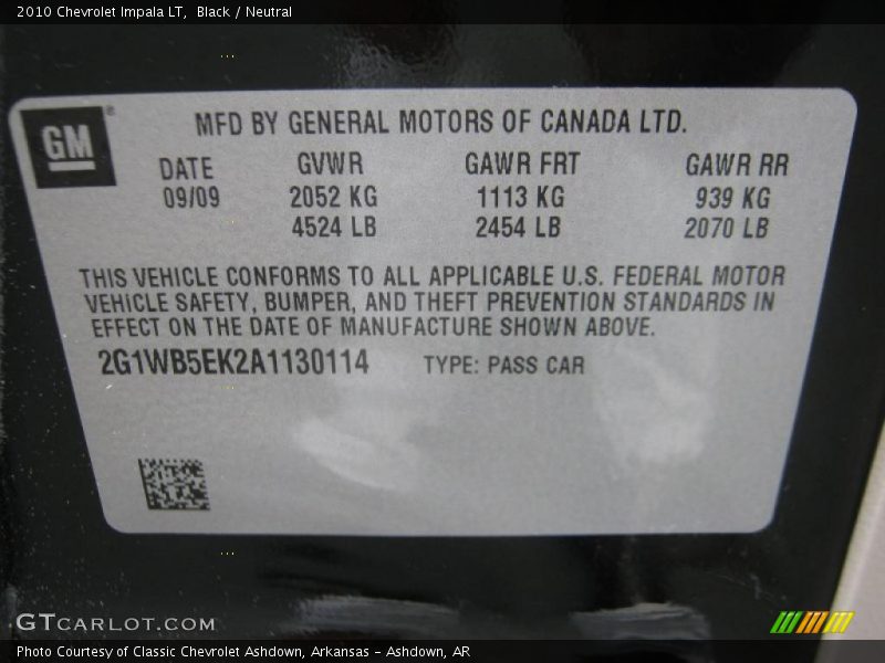 Black / Neutral 2010 Chevrolet Impala LT