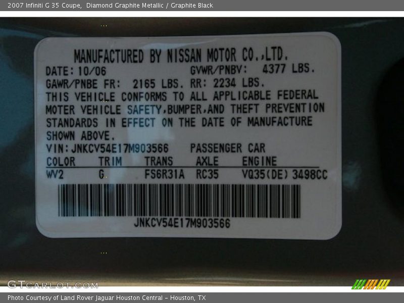 Diamond Graphite Metallic / Graphite Black 2007 Infiniti G 35 Coupe