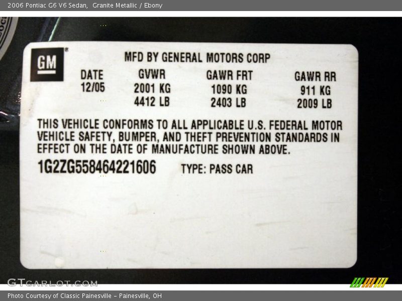 Granite Metallic / Ebony 2006 Pontiac G6 V6 Sedan