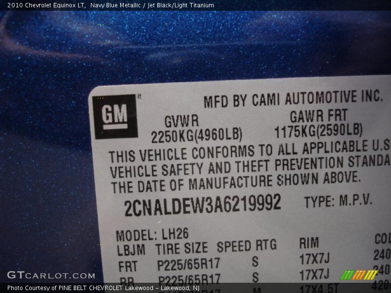 Navy Blue Metallic / Jet Black/Light Titanium 2010 Chevrolet Equinox LT