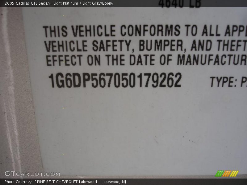 Light Platinum / Light Gray/Ebony 2005 Cadillac CTS Sedan