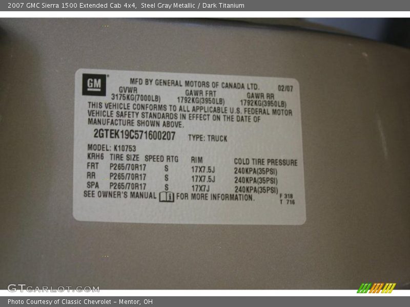 Steel Gray Metallic / Dark Titanium 2007 GMC Sierra 1500 Extended Cab 4x4