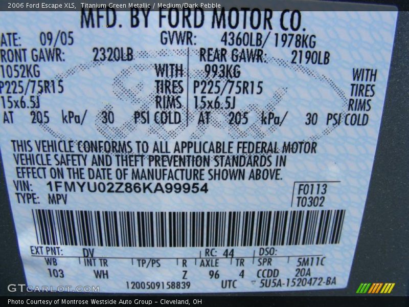 Titanium Green Metallic / Medium/Dark Pebble 2006 Ford Escape XLS