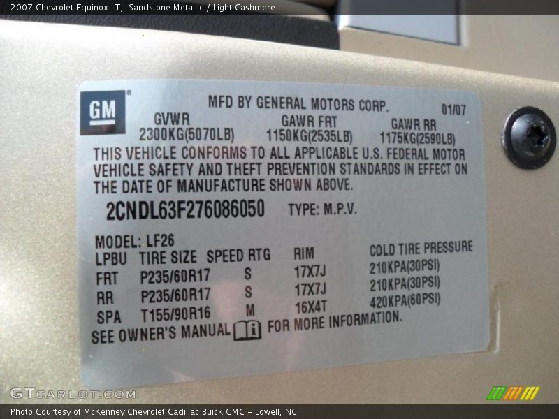 Sandstone Metallic / Light Cashmere 2007 Chevrolet Equinox LT