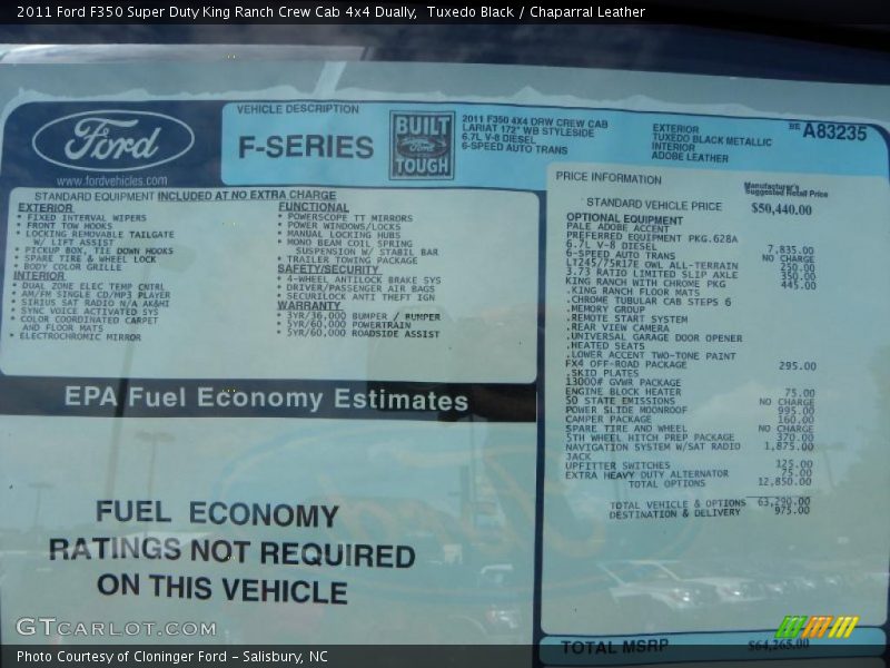 Tuxedo Black / Chaparral Leather 2011 Ford F350 Super Duty King Ranch Crew Cab 4x4 Dually