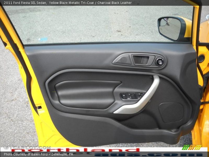 Yellow Blaze Metallic Tri-Coat / Charcoal Black Leather 2011 Ford Fiesta SEL Sedan