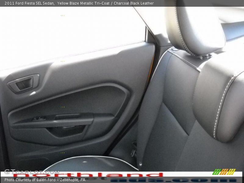 Yellow Blaze Metallic Tri-Coat / Charcoal Black Leather 2011 Ford Fiesta SEL Sedan