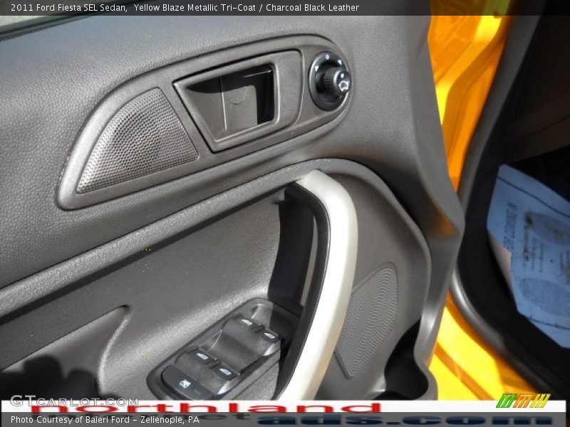 Yellow Blaze Metallic Tri-Coat / Charcoal Black Leather 2011 Ford Fiesta SEL Sedan