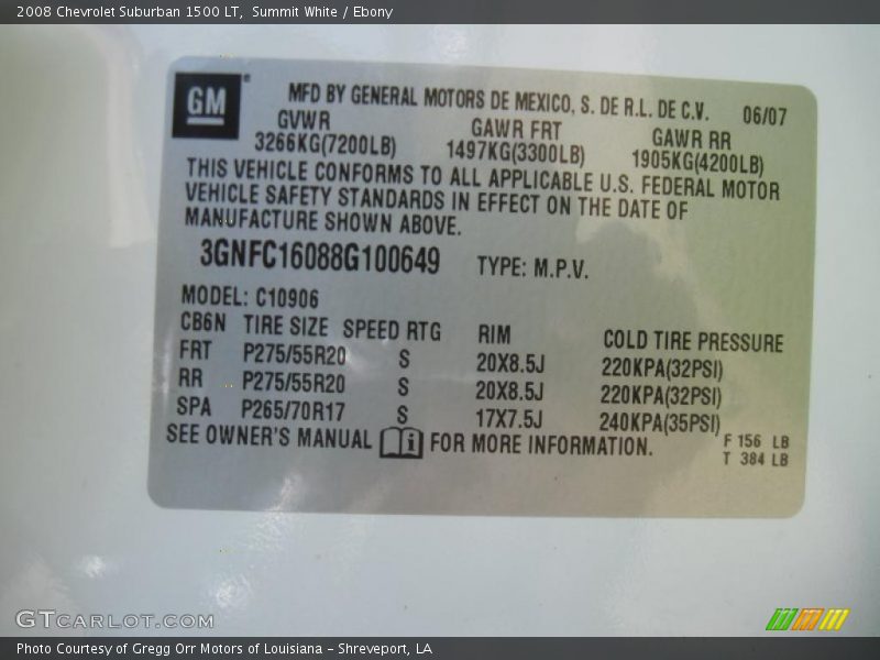 Summit White / Ebony 2008 Chevrolet Suburban 1500 LT