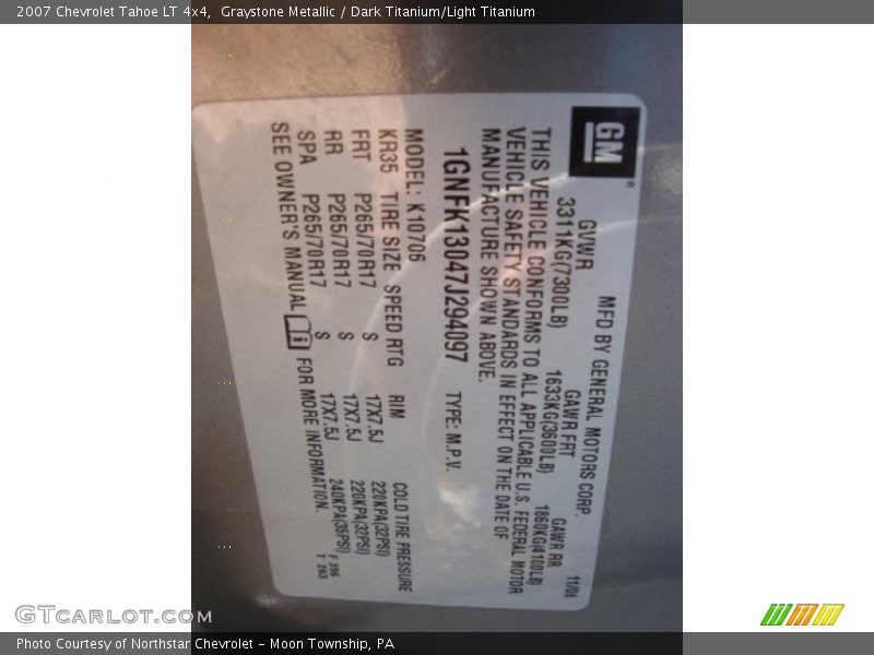 Graystone Metallic / Dark Titanium/Light Titanium 2007 Chevrolet Tahoe LT 4x4