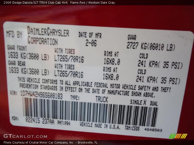 Flame Red / Medium Slate Gray 2006 Dodge Dakota SLT TRX4 Club Cab 4x4