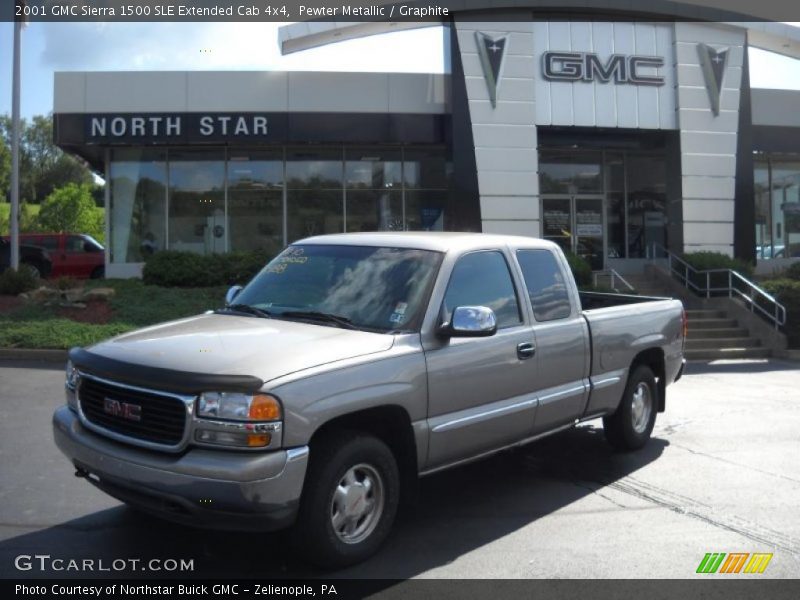 Pewter Metallic / Graphite 2001 GMC Sierra 1500 SLE Extended Cab 4x4