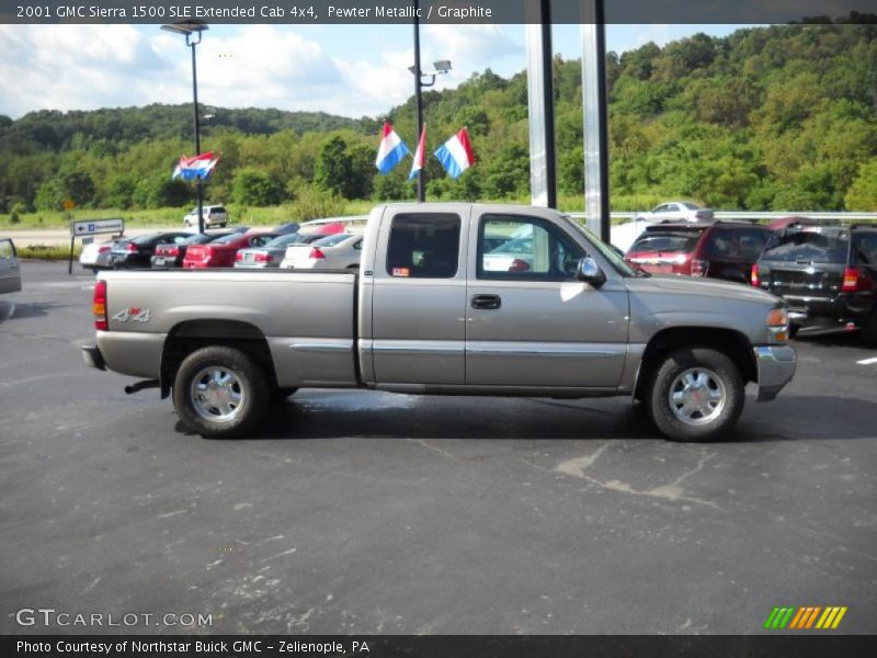 Pewter Metallic / Graphite 2001 GMC Sierra 1500 SLE Extended Cab 4x4