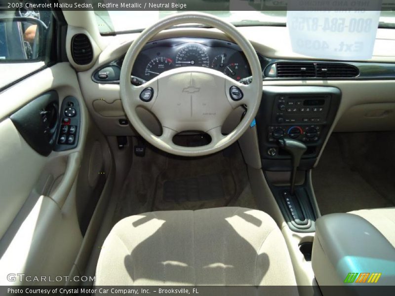 Redfire Metallic / Neutral Beige 2003 Chevrolet Malibu Sedan