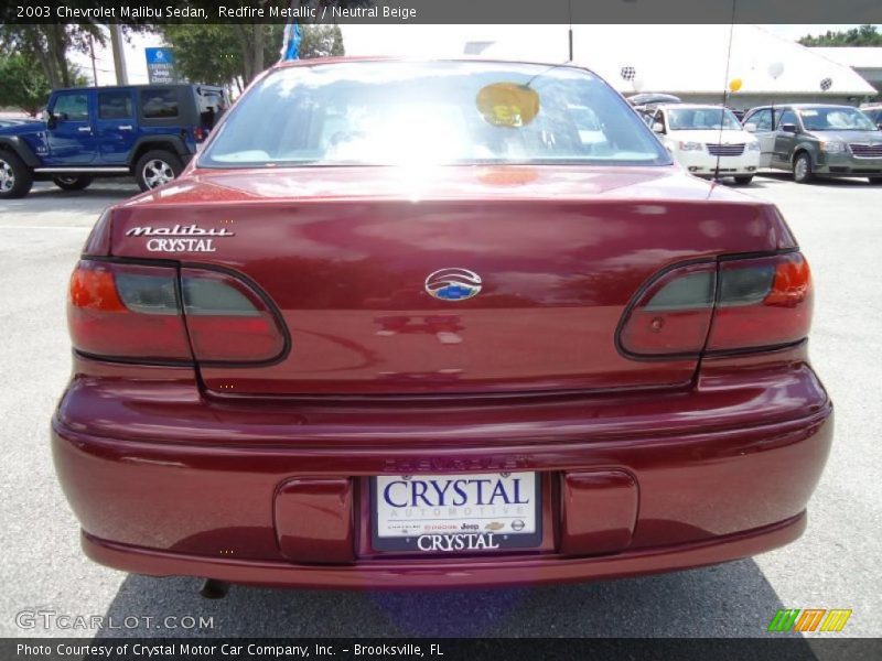 Redfire Metallic / Neutral Beige 2003 Chevrolet Malibu Sedan