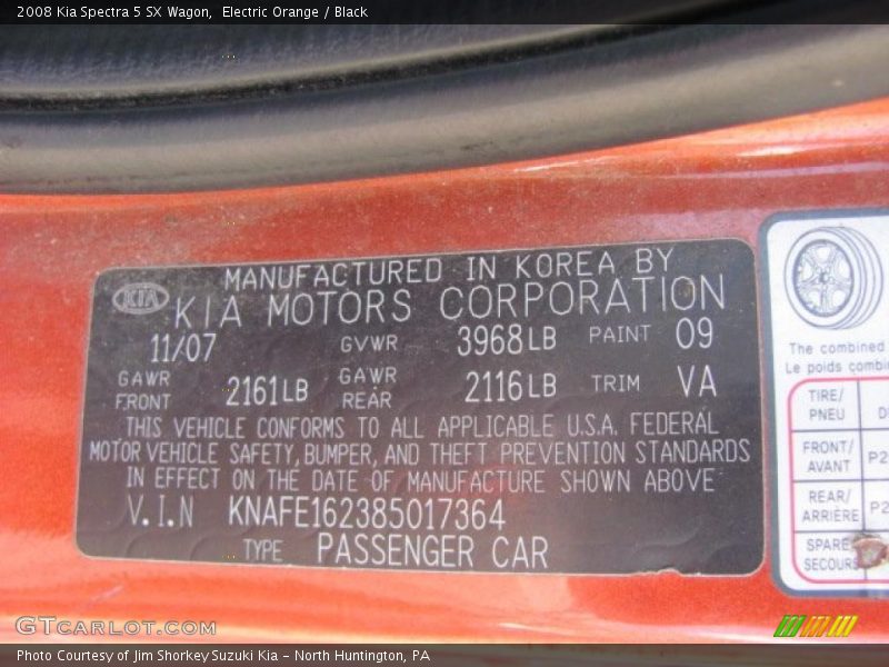 Electric Orange / Black 2008 Kia Spectra 5 SX Wagon