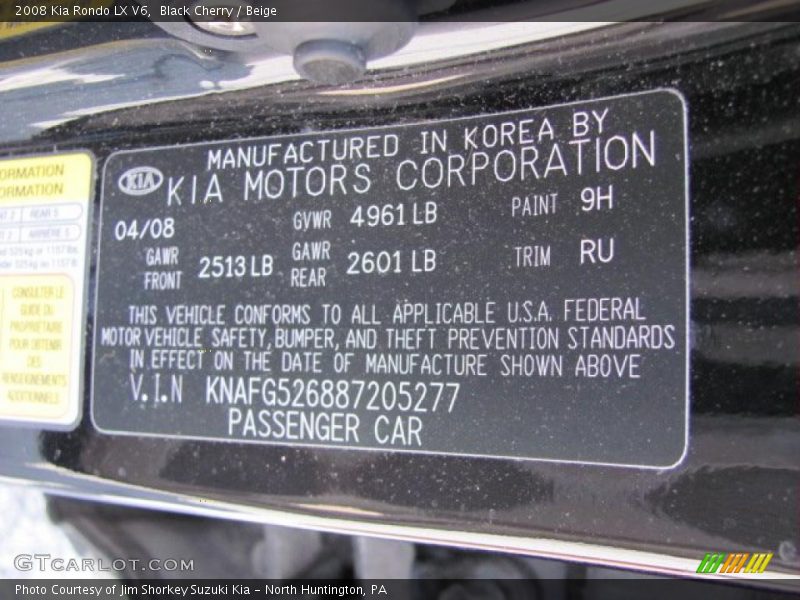 Black Cherry / Beige 2008 Kia Rondo LX V6