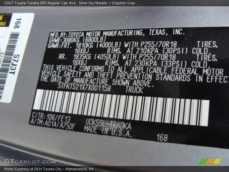 Silver Sky Metallic / Graphite Gray 2007 Toyota Tundra SR5 Regular Cab 4x4