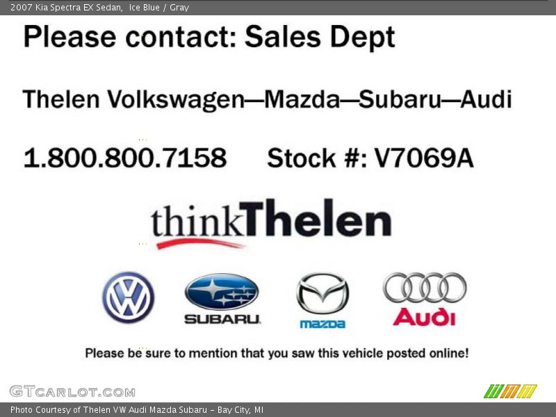 Ice Blue / Gray 2007 Kia Spectra EX Sedan