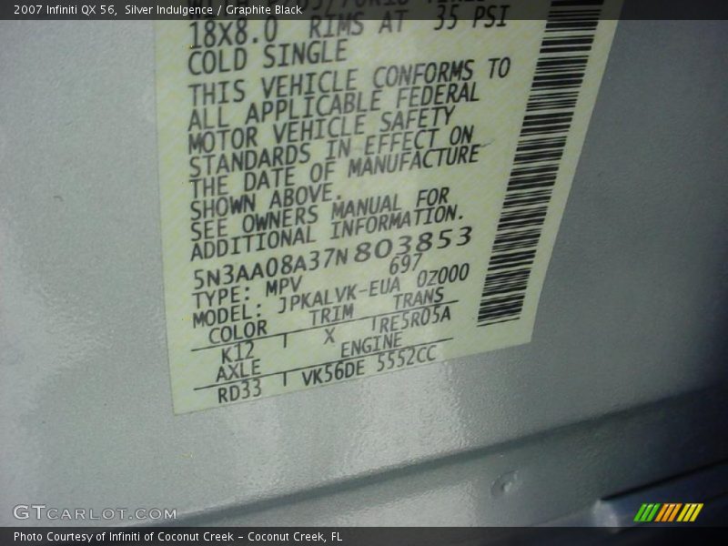 Silver Indulgence / Graphite Black 2007 Infiniti QX 56