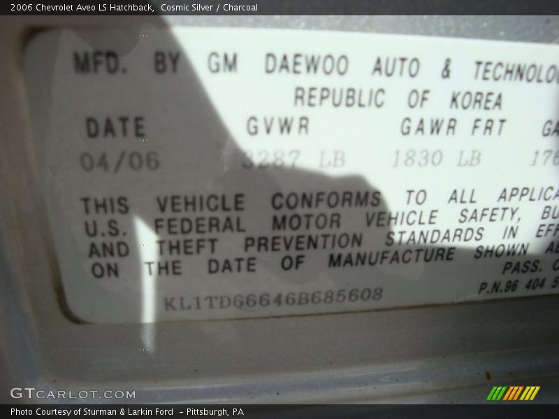 Cosmic Silver / Charcoal 2006 Chevrolet Aveo LS Hatchback