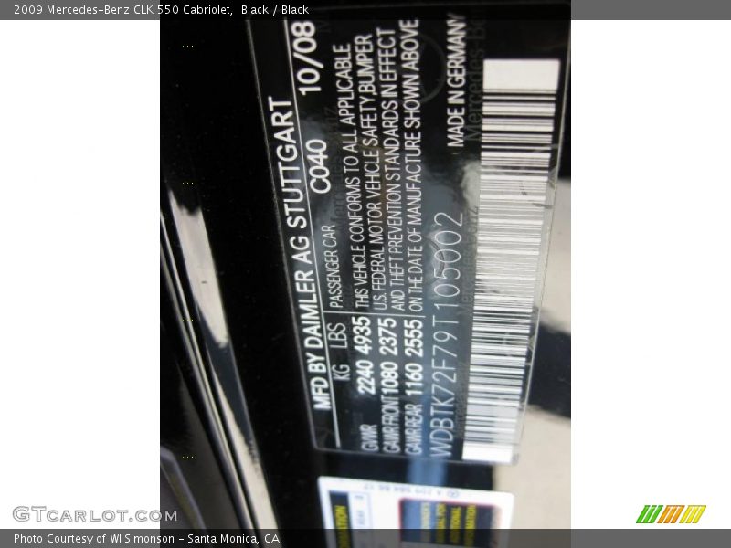 Black / Black 2009 Mercedes-Benz CLK 550 Cabriolet