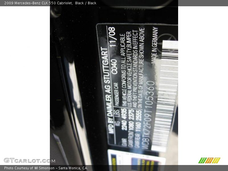 Black / Black 2009 Mercedes-Benz CLK 550 Cabriolet