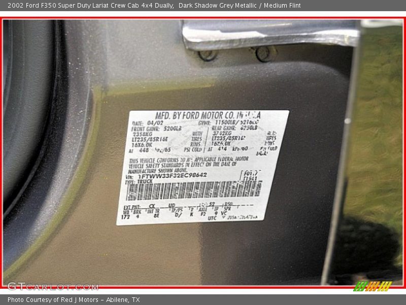 Dark Shadow Grey Metallic / Medium Flint 2002 Ford F350 Super Duty Lariat Crew Cab 4x4 Dually