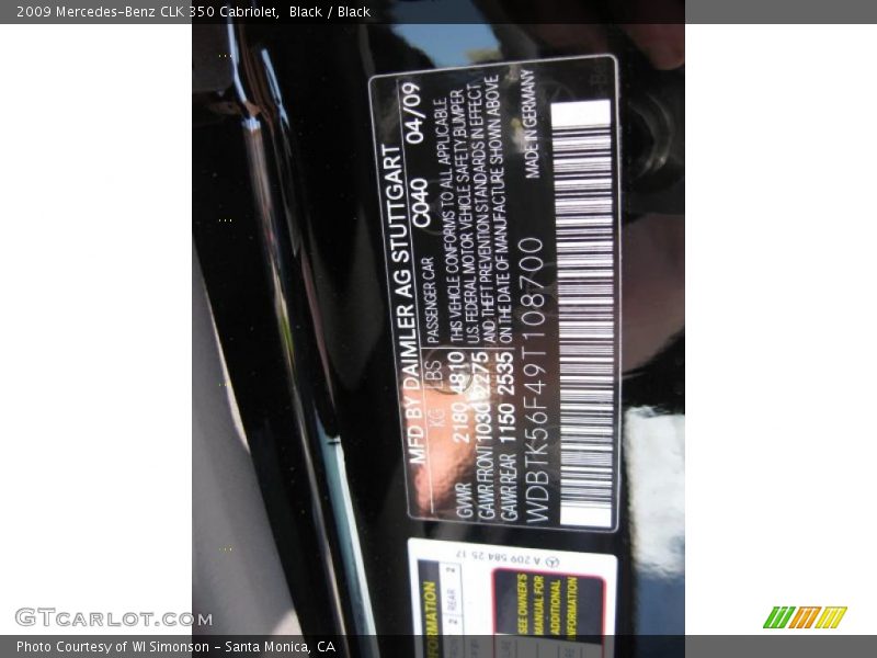 Black / Black 2009 Mercedes-Benz CLK 350 Cabriolet