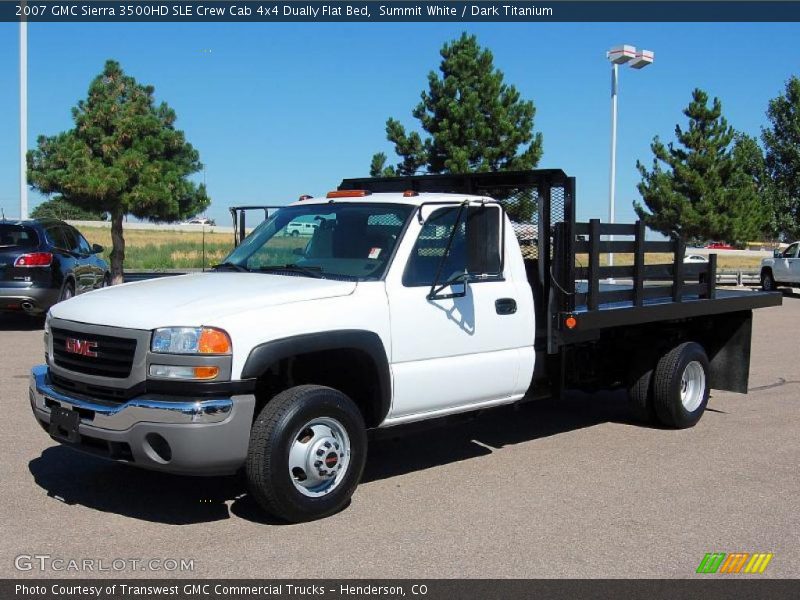Summit White / Dark Titanium 2007 GMC Sierra 3500HD SLE Crew Cab 4x4 Dually Flat Bed