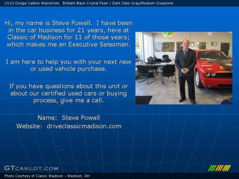 Brilliant Black Crystal Pearl / Dark Slate Gray/Medium Graystone 2010 Dodge Caliber Mainstreet