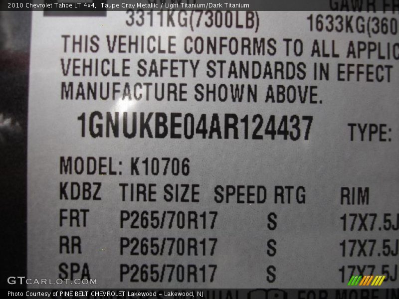 Taupe Gray Metallic / Light Titanium/Dark Titanium 2010 Chevrolet Tahoe LT 4x4