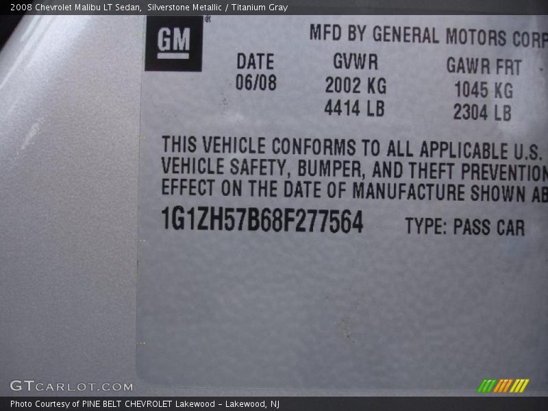 Silverstone Metallic / Titanium Gray 2008 Chevrolet Malibu LT Sedan