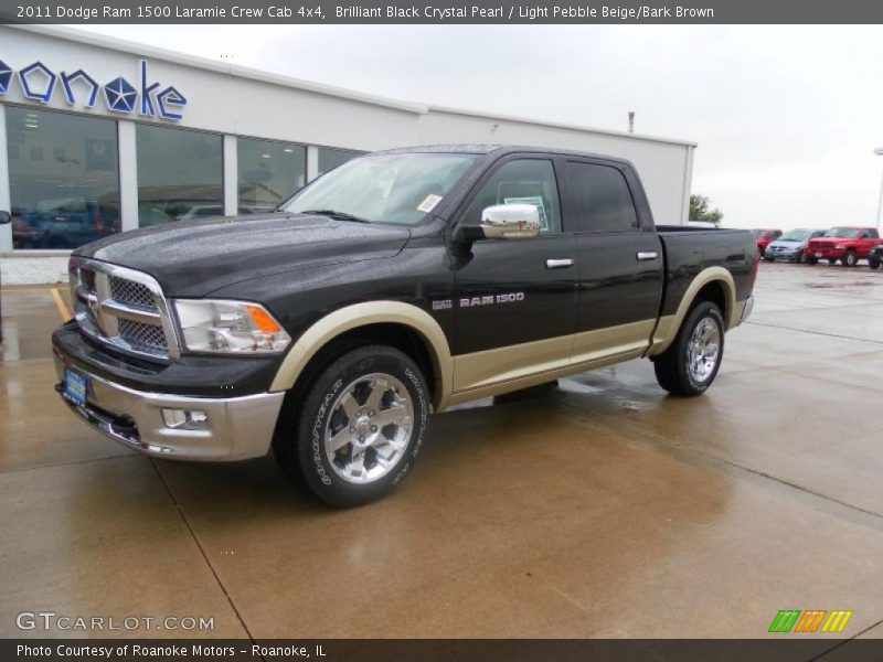 Brilliant Black Crystal Pearl / Light Pebble Beige/Bark Brown 2011 Dodge Ram 1500 Laramie Crew Cab 4x4