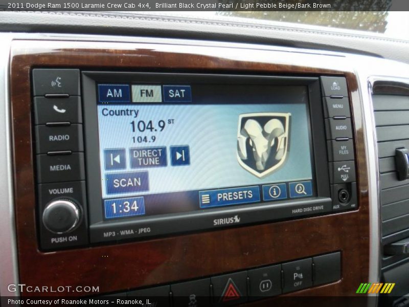 Brilliant Black Crystal Pearl / Light Pebble Beige/Bark Brown 2011 Dodge Ram 1500 Laramie Crew Cab 4x4