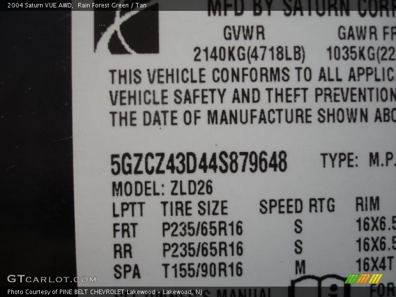 Rain Forest Green / Tan 2004 Saturn VUE AWD