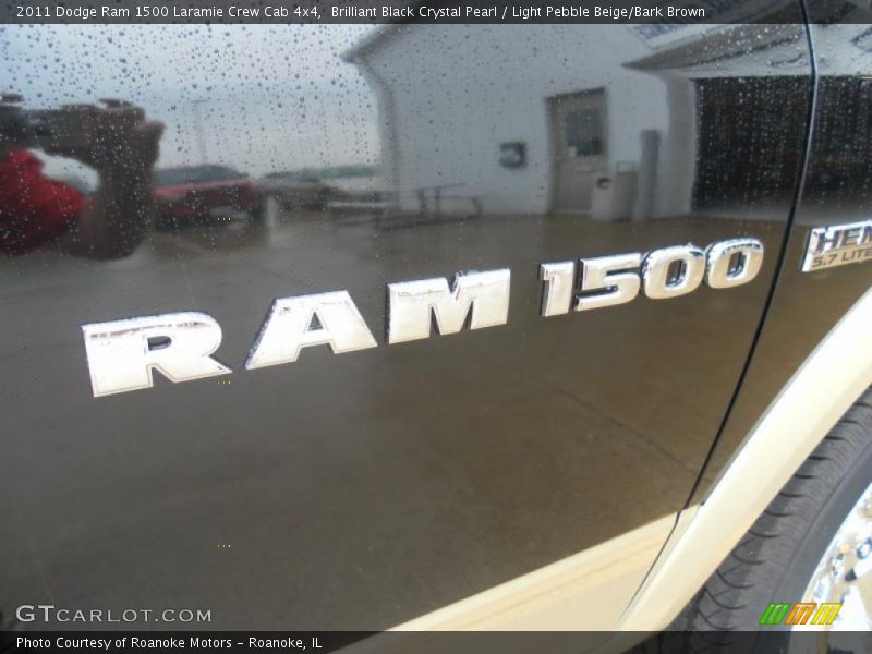 Brilliant Black Crystal Pearl / Light Pebble Beige/Bark Brown 2011 Dodge Ram 1500 Laramie Crew Cab 4x4