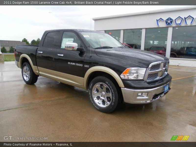 Brilliant Black Crystal Pearl / Light Pebble Beige/Bark Brown 2011 Dodge Ram 1500 Laramie Crew Cab 4x4
