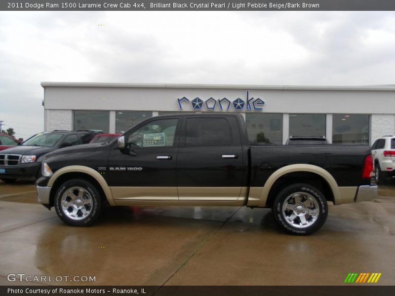 Brilliant Black Crystal Pearl / Light Pebble Beige/Bark Brown 2011 Dodge Ram 1500 Laramie Crew Cab 4x4