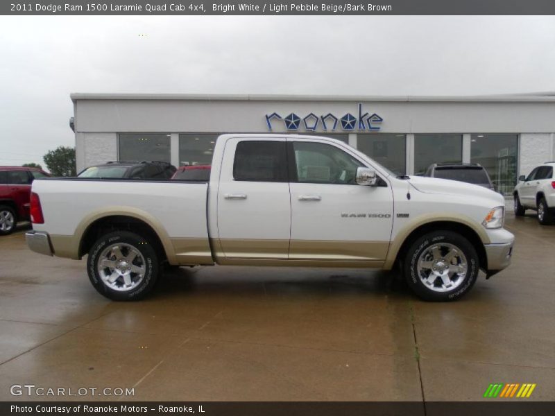 Bright White / Light Pebble Beige/Bark Brown 2011 Dodge Ram 1500 Laramie Quad Cab 4x4