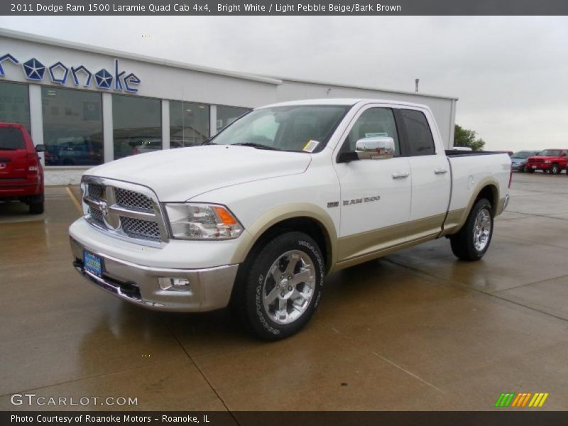 Bright White / Light Pebble Beige/Bark Brown 2011 Dodge Ram 1500 Laramie Quad Cab 4x4