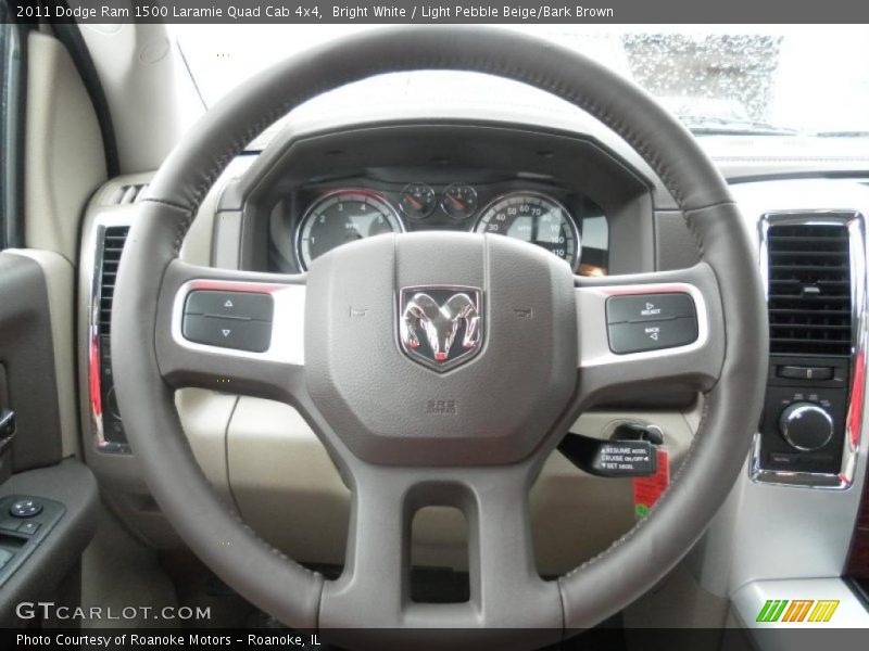 Bright White / Light Pebble Beige/Bark Brown 2011 Dodge Ram 1500 Laramie Quad Cab 4x4